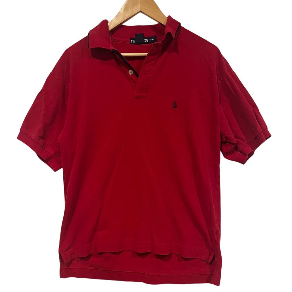 Nautica Classic Fit Deck Polo Shirt Burgundy Red Cotton Short Sleeve